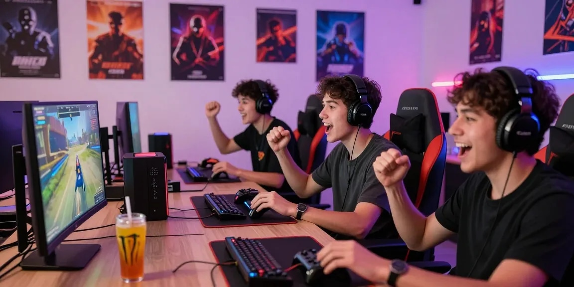 Exciting gaming session with players enjoying online games at https://b52club.radio.fm/ in a lively atmosphere.