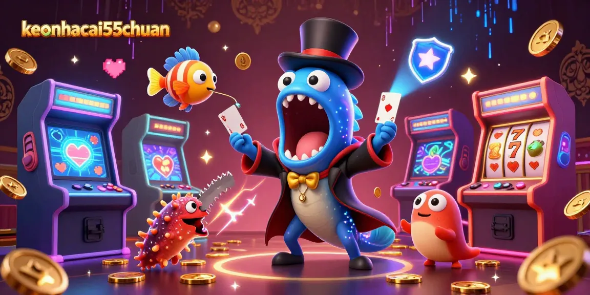 Join the magic of keonhacai55chuan as the deep-sea characters perform thrilling card tricks in a colorful casino.