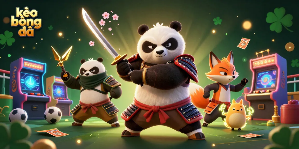 Engage in kèo bóng đá with a vibrant 3D illustration featuring dynamic gaming characters and elements.