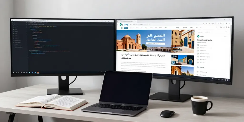 Arabisch lernen in Marokko mit innovativen Online-Ressourcen in einem modernen Lernumfeld.