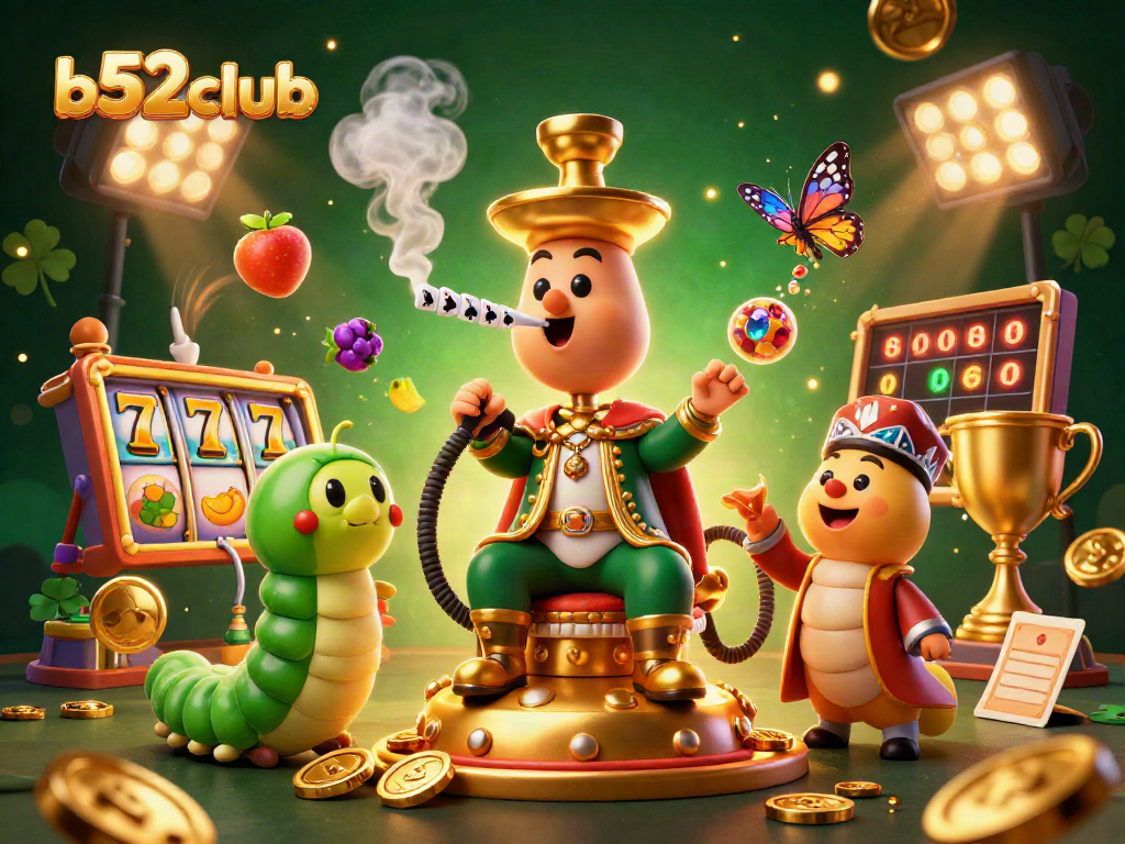 Experience thrilling action with b52club in a vibrant casino scene featuring colorful slot elements.