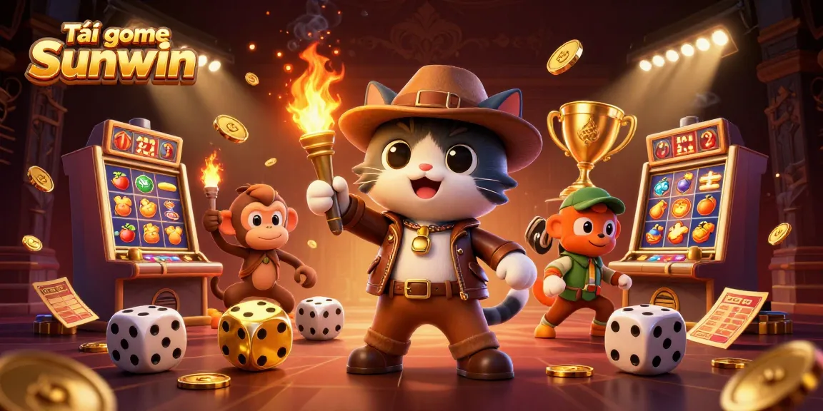 Experience Tải game Sunwin with engaging visuals and dynamic casino elements in this 3D illustration.