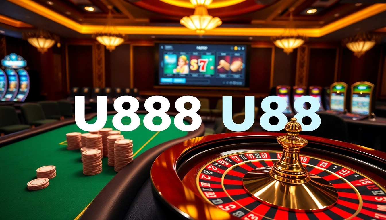Engaging scene showcasing U888 U88 poker table with vibrant chips and casino ambiance.
