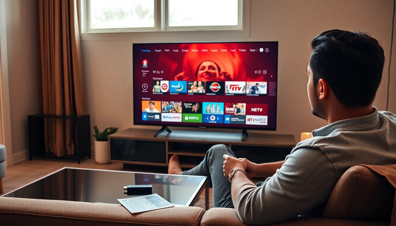TiviMate IPTV Anleitung auf einem modernen Fernseher, die ein einfaches Streaming-Erlebnis zeigt.
