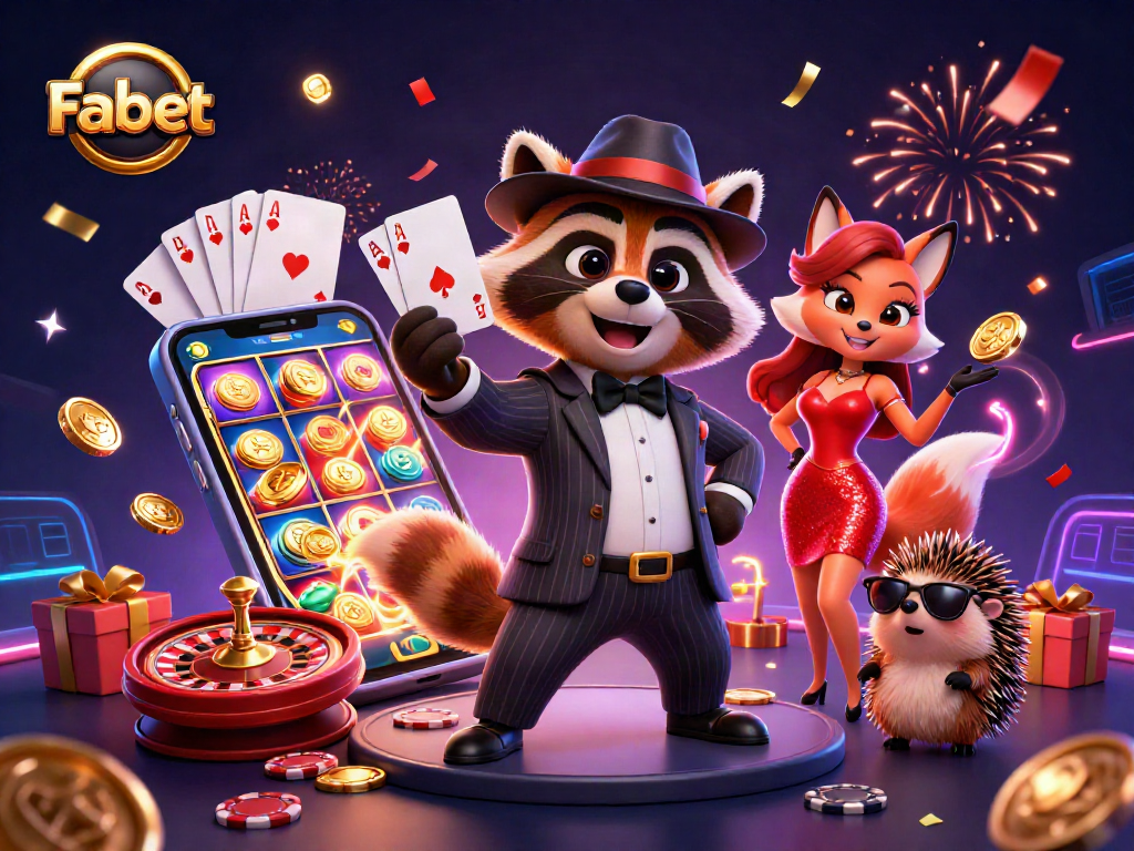 Experience thrilling gaming action with Fabet's vibrant casino environment featuring cartoon characters and exhilarating elements.
