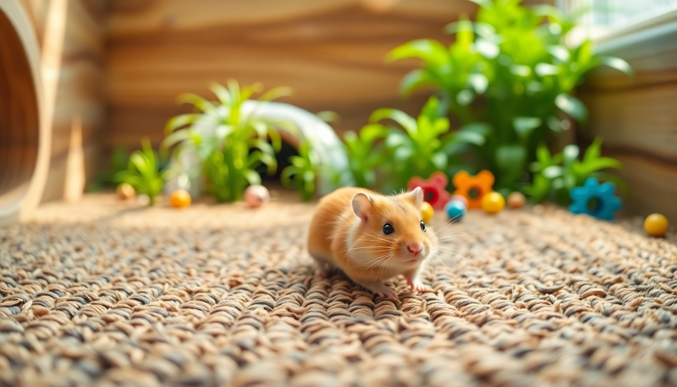 Nagermatte für Nagetiere in einem natürlichen Habitat mit einem spielenden Hamster.
