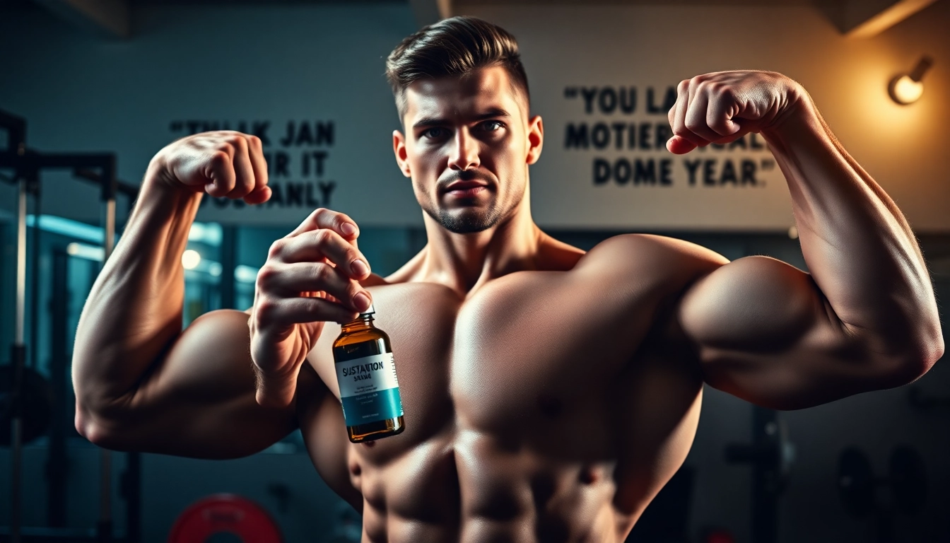 Beweggründe für sustanon kaufen entdecken durch die muskulöse Darstellung eines Athleten im Fitnessstudio.