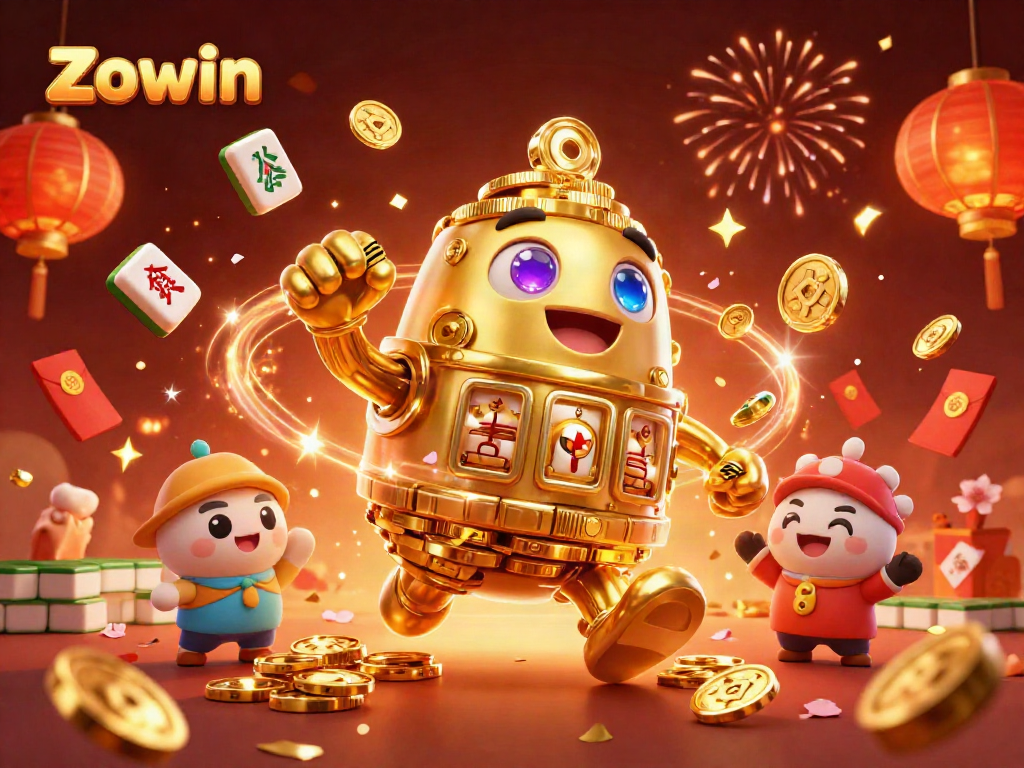 Experience thrilling gameplay at Zowin with dynamic 3D characters and festive casino elements.